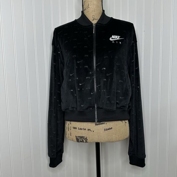Nike Air Velour Jacket Sz L Black White Full Zip AOP DD5449 010 Sportswear NEW - Picture 15 of 15
